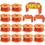 15 Pack Trimmer Spool Line for Worx,(WA0010)Replacement Trimmer Spool Line for Worx,Trimmer Line Refills 0.065 inch for Worx,Suitable for Worx String Trimmers(12 Pack Grass Trimmer Line,3 Trimmer Cap)