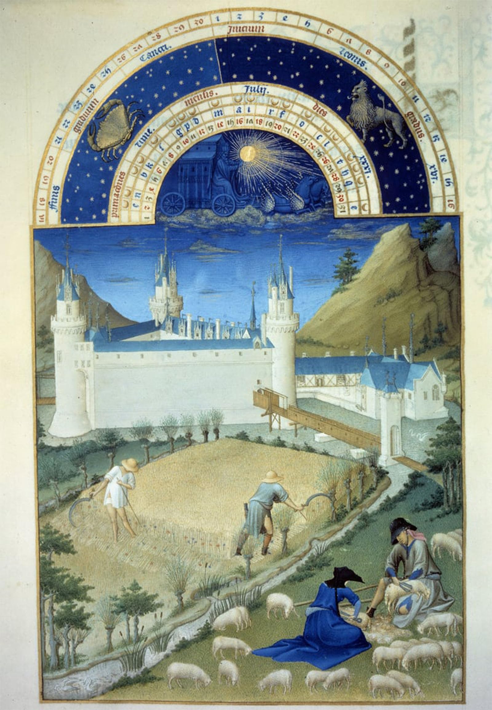 SERENDIPITP Abstract Painting Mural Print Picture Wall Decor Painting Scene of Harvest and Shear Flemish Miniature by Pol De Limbourg Vintage Wall Artwork for Home Decor 60x90cm