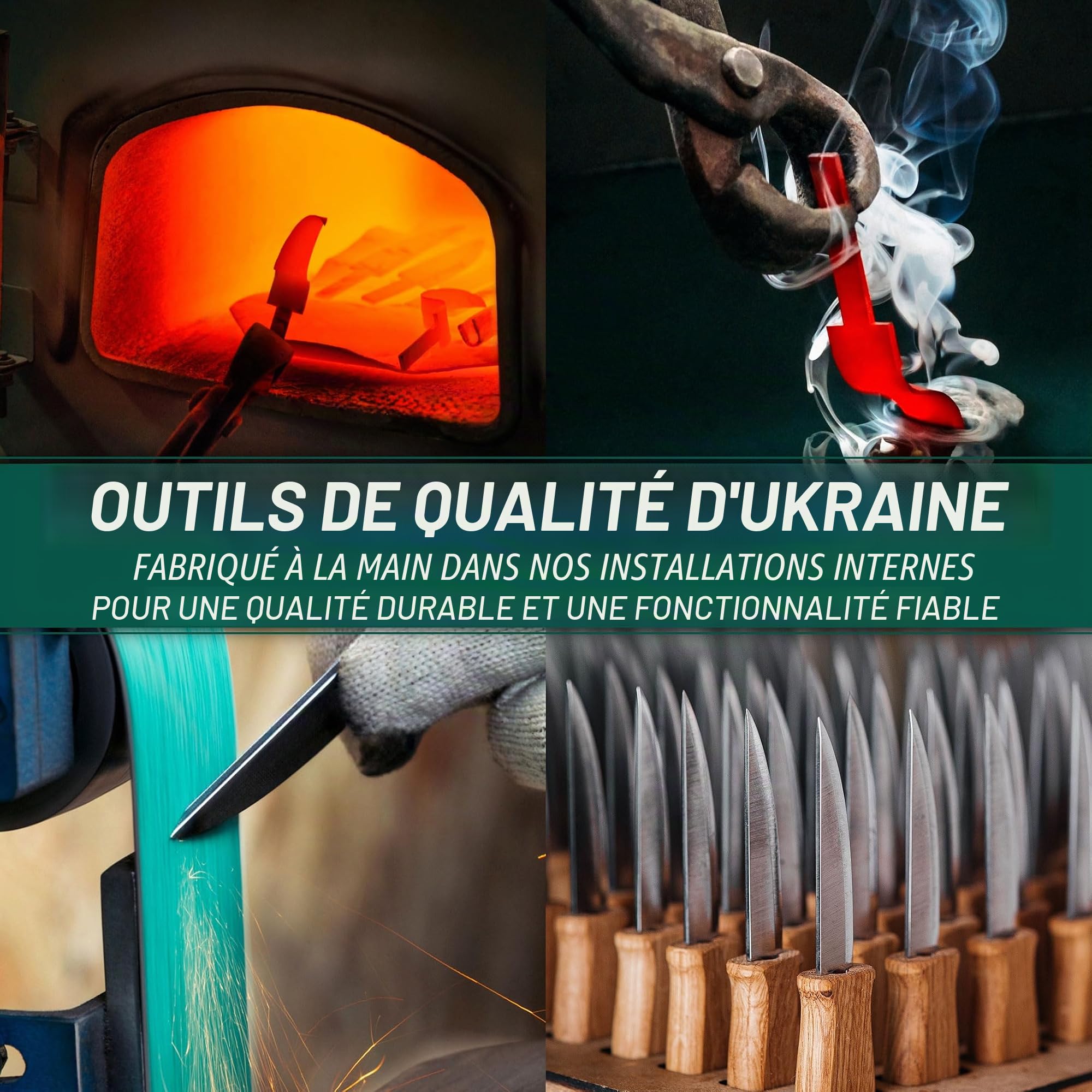 BeaverCraft S01 Set de Couteaux pour Sculpter des Cuillères en Bois Kit d'Outils de Fabrication de Cuillères Couteau à Crochet Couteau à Droite Coupe Kuksa pour Débutants et Professionnel