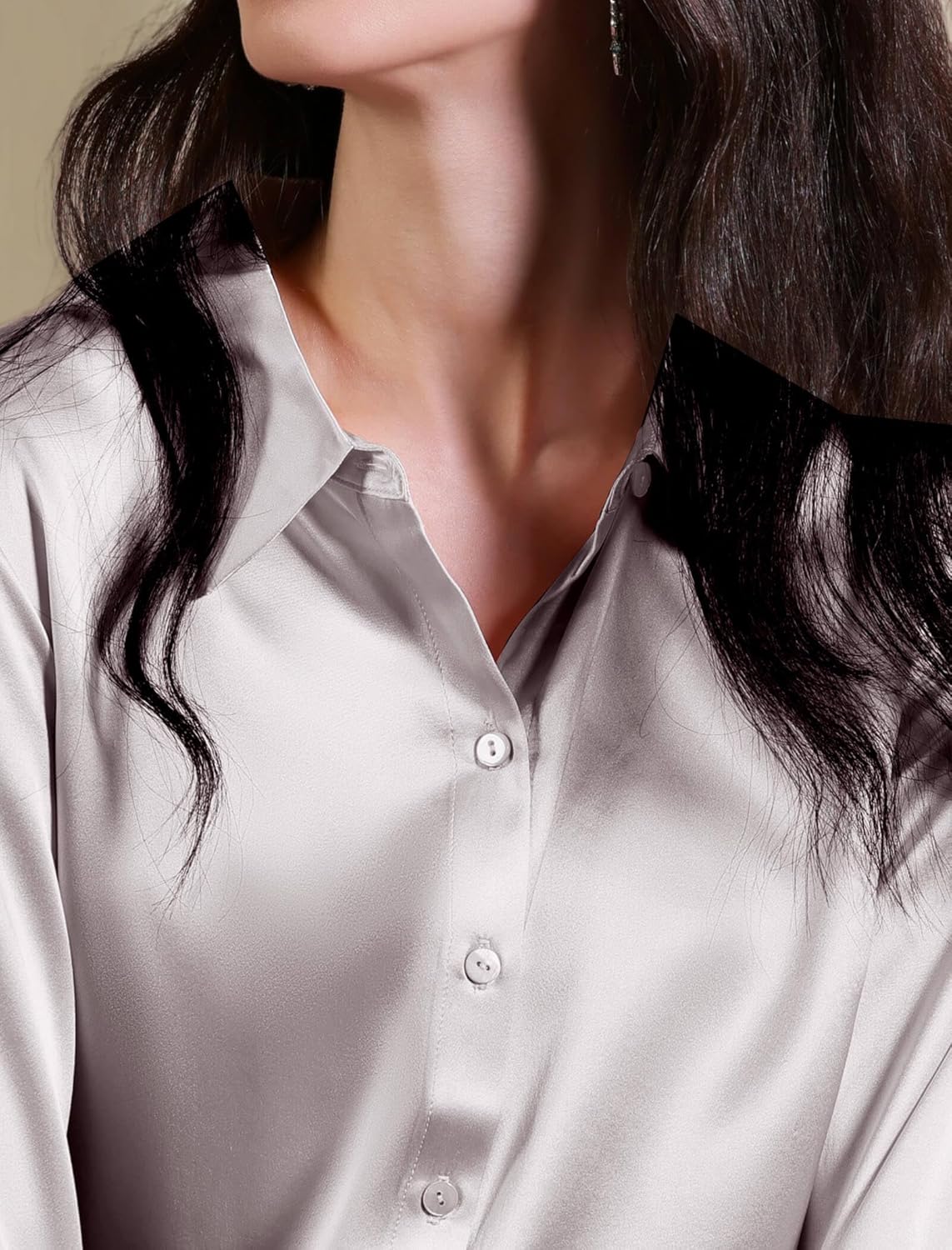 COLD POSH Silk Blouses for Women Elegant Tops Summer Spring Shirts Mulberry Silk Button Down Shirt - Image 2