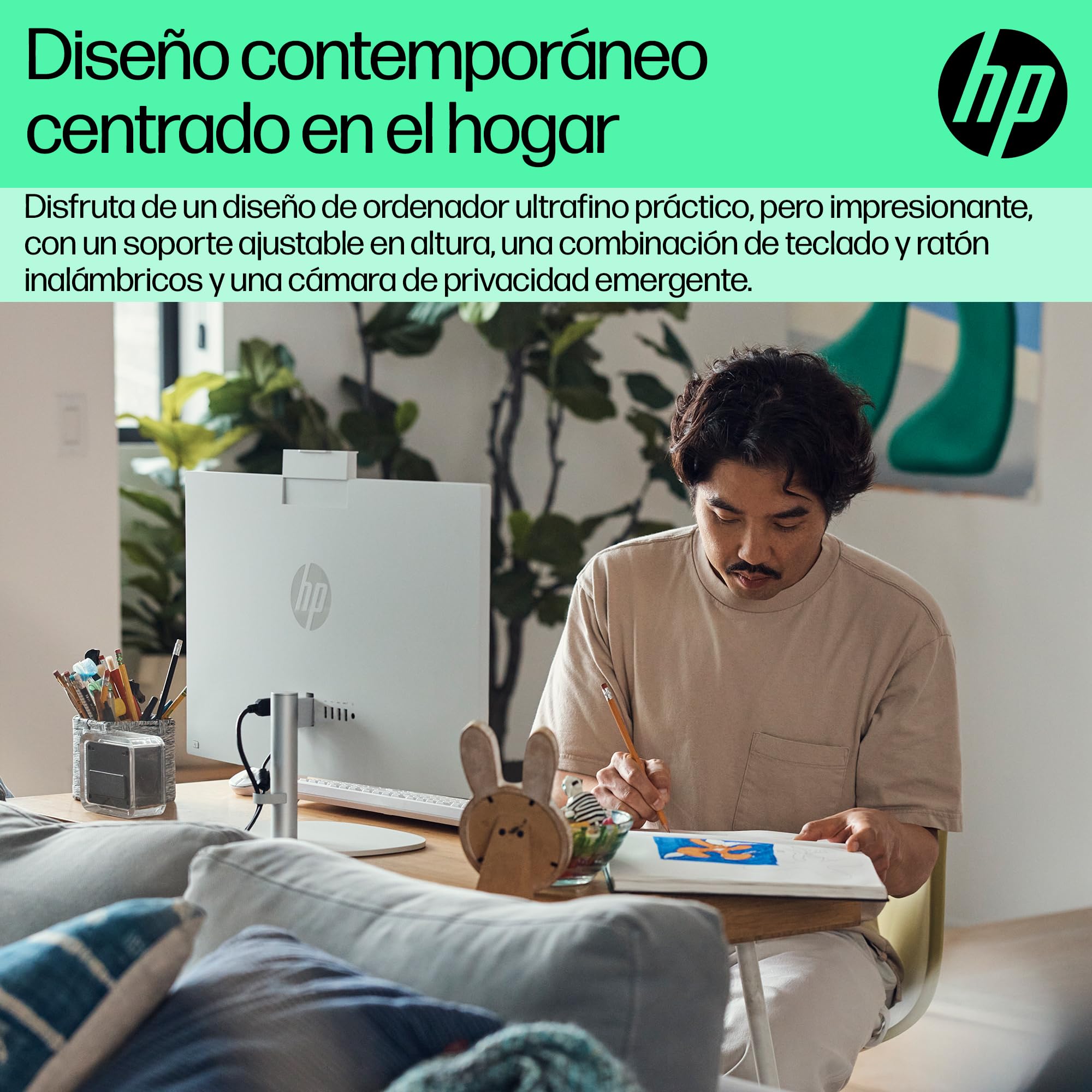 HP All-in-One 24-cr0010ss - Ordenador de sobremesa de 23,8" FHD (Intel Core i5-1335U, 16GB RAM, 512GB SSD, Intel Iris X Graphics, Windows 11 Home) Blanco - Teclado QWERTY Español