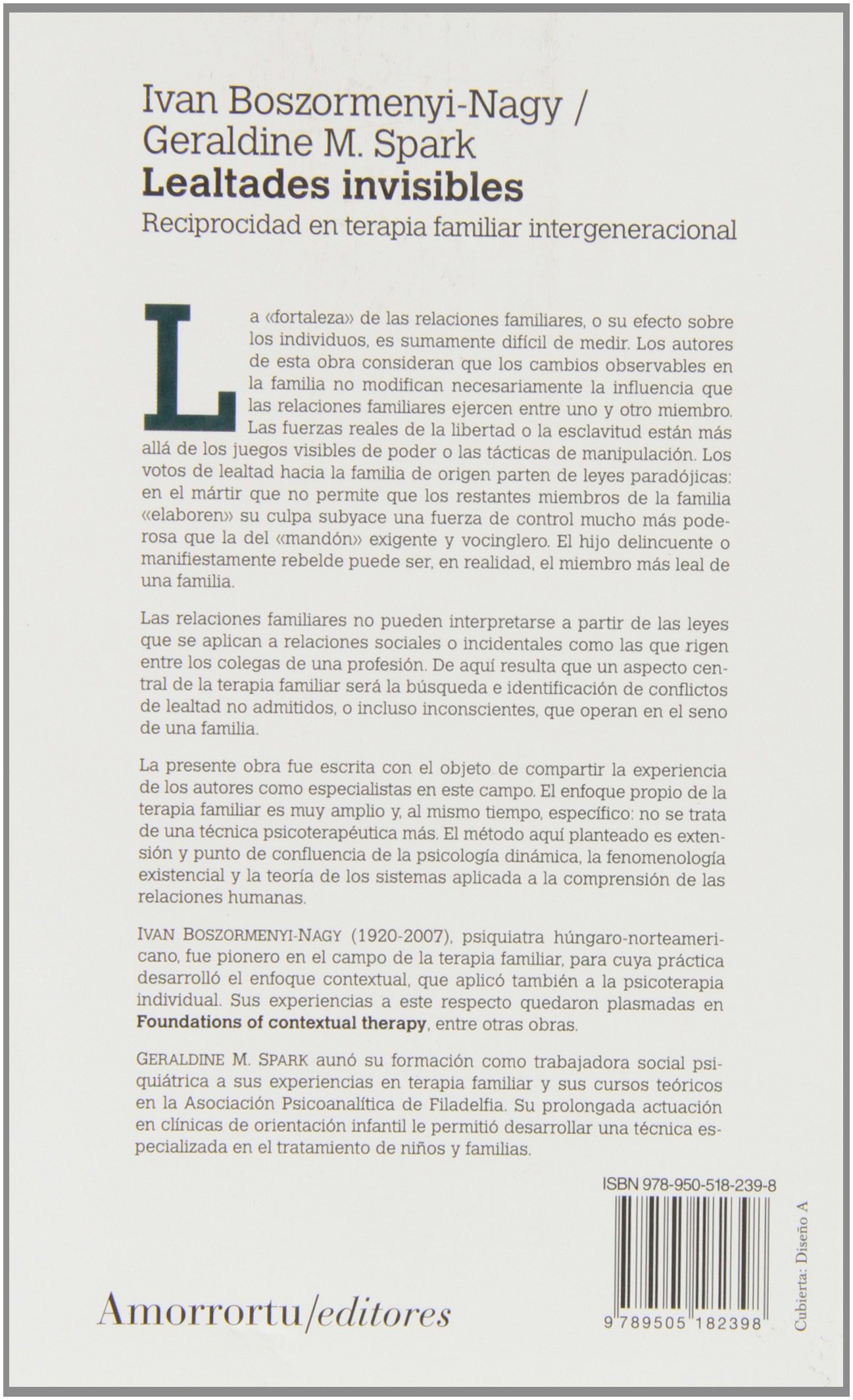 Lealtades Invisibles: Reciprocidad en terapia familiar intergeneracional (PSICOLOGIA Y PSICOANALISIS)