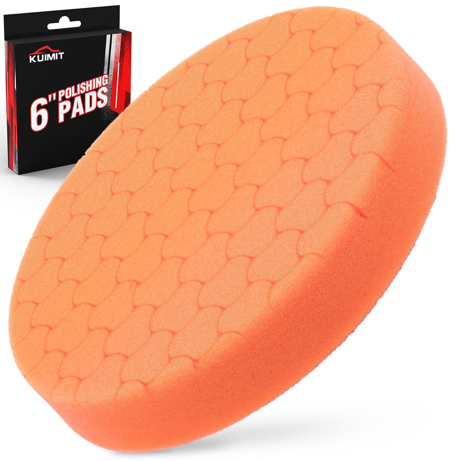 Orange Polish Pad, Buffing Polishing Pads, 1Pc 6.5 Inch Face for 6 Inch 150mm Backing Plate Compound Buffing Sponge Pads for Car Buffer Polisher Compounding, Polishing and Waxing