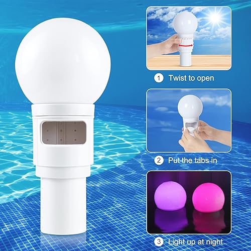 Miniatura 4 de Flotador de cloro para piscina, flotador solar de cloro con bola de piscina iluminada, dispensador de cloro flotante de fácil apertura, dispensador