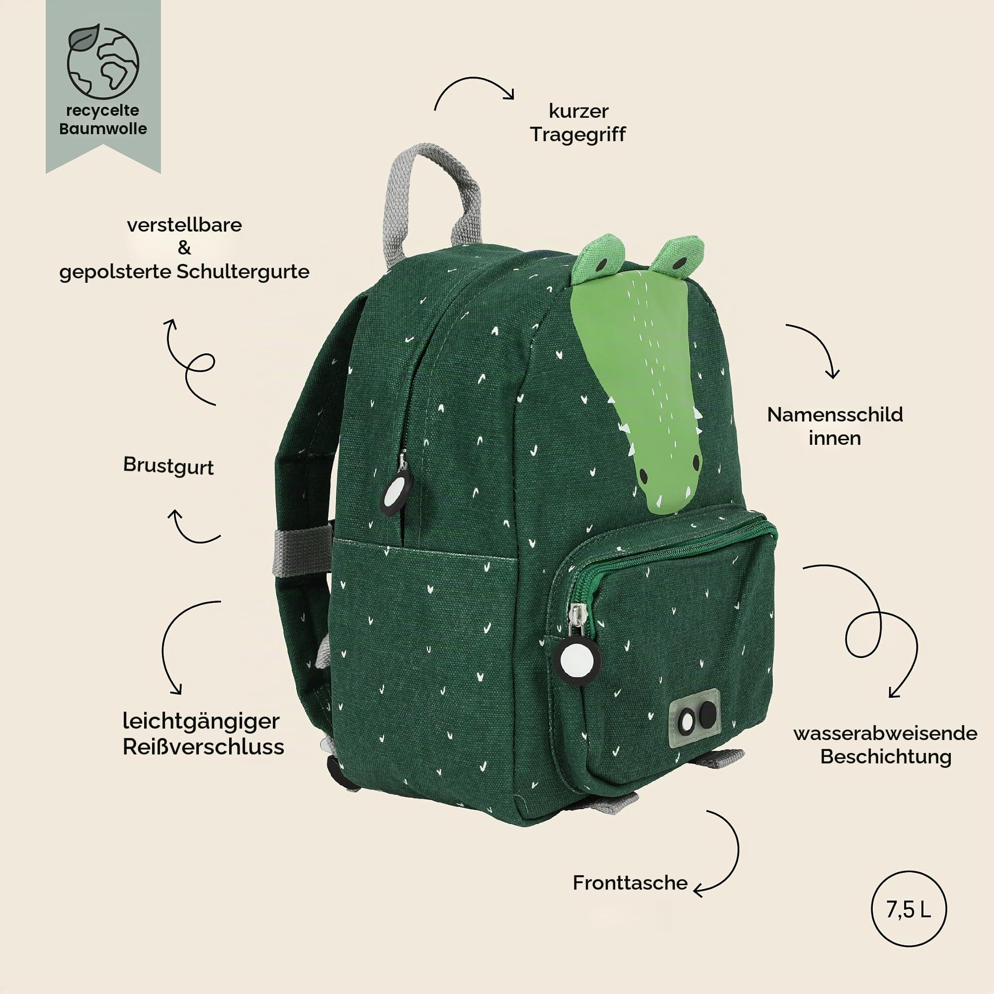 Trixie Kindergartenrucksack, Vorschulrucksack mit Brustgurt, Tasche