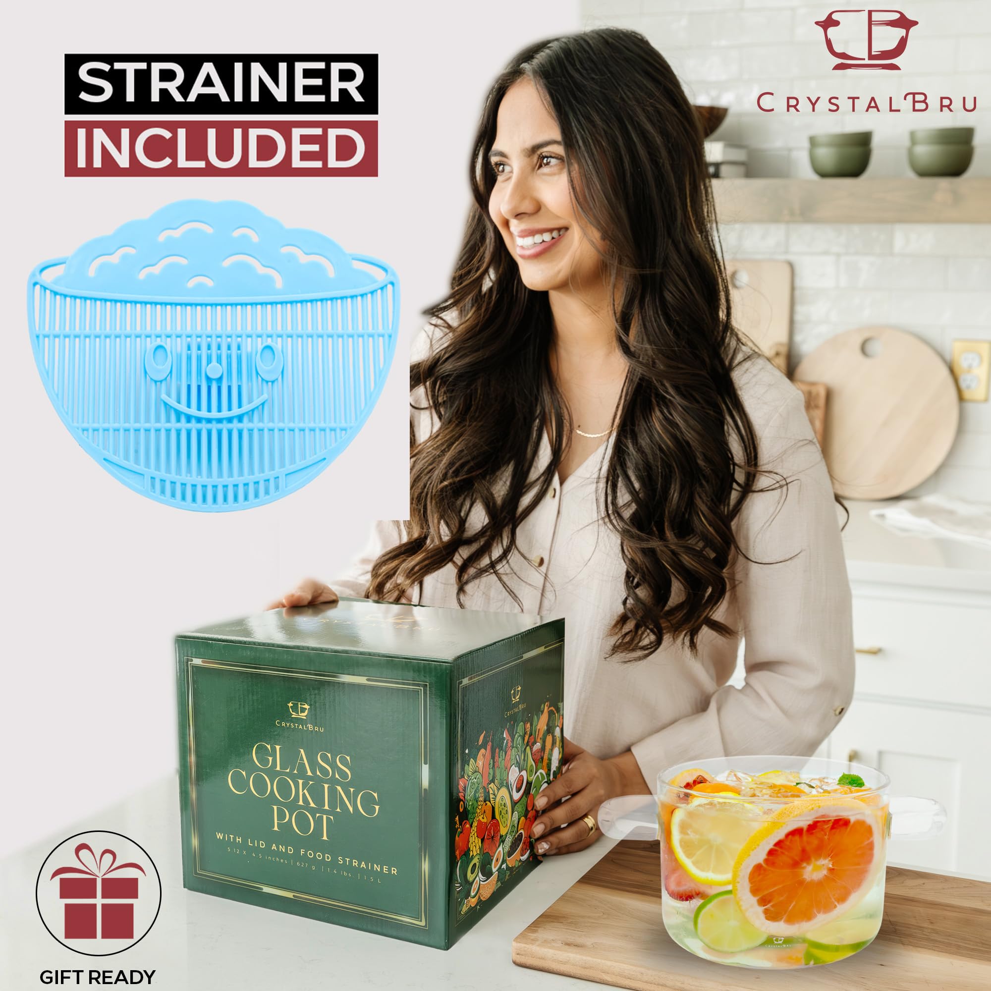 Crystalbru Glass Simmer Pot - Heat Resistant & BPA Free -5