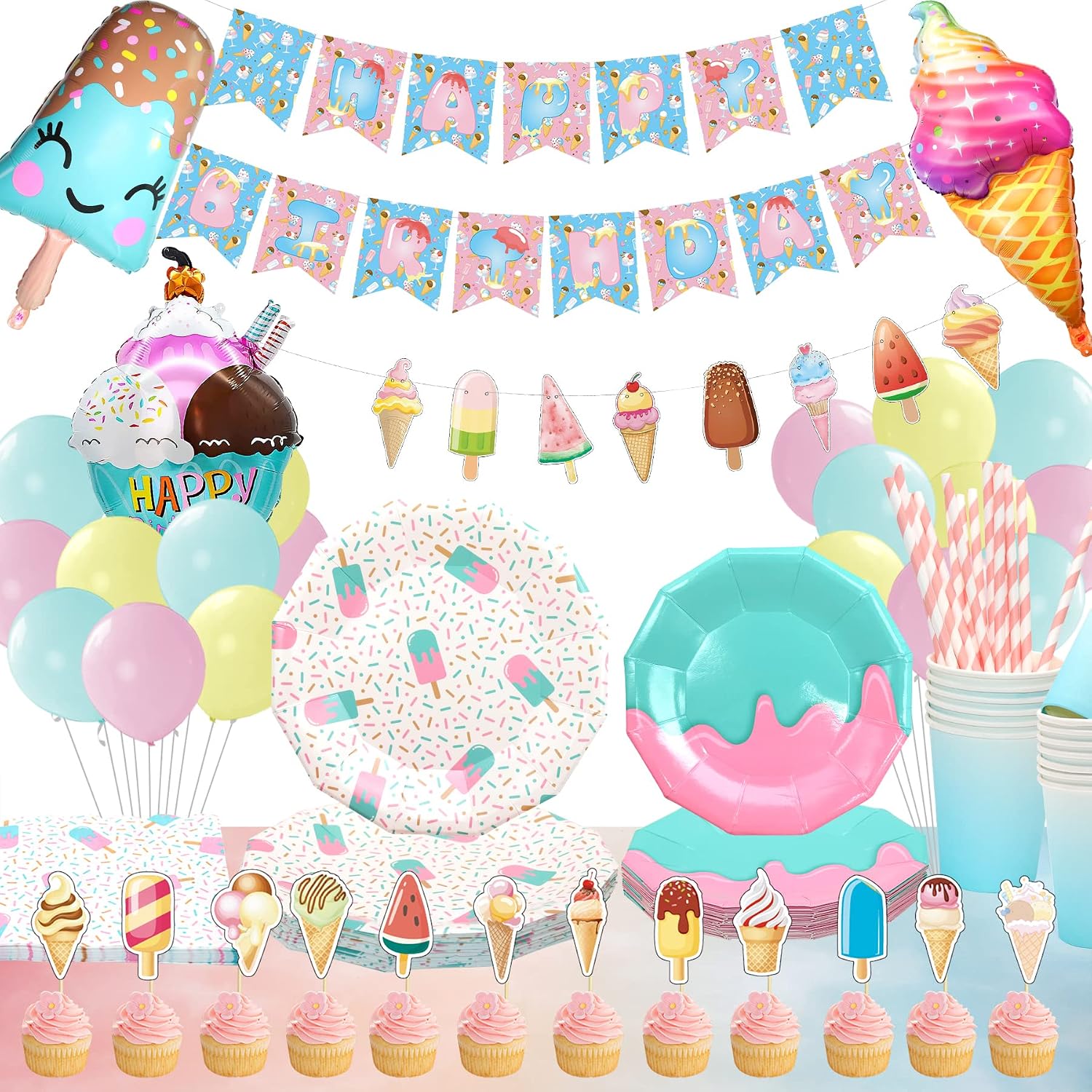 Amazon.com: KEFAN Ice Cream Party Decorations Supplies, Sweet Summer