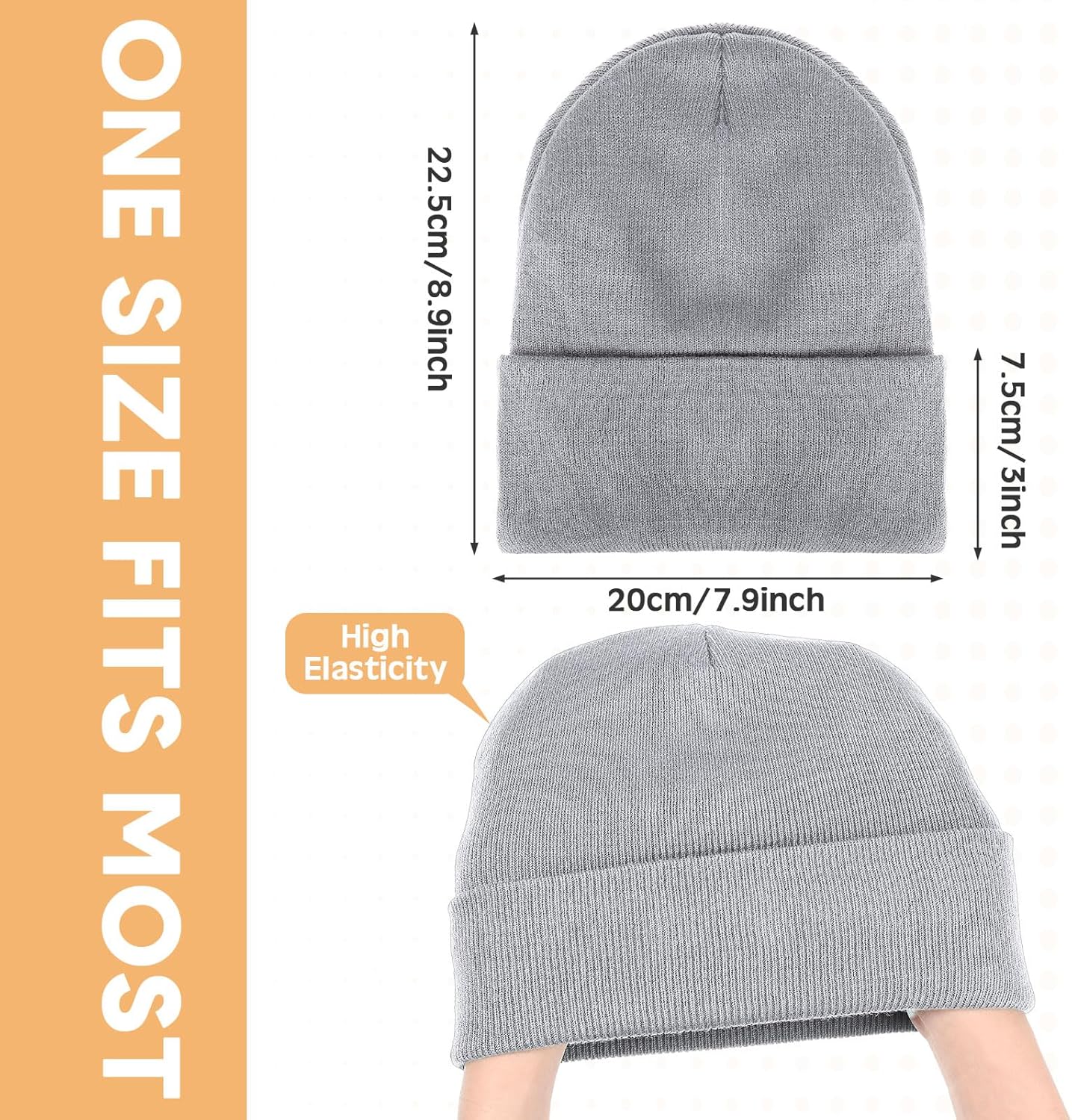 9 Pcs Satin Lined Winter Beanies Silk Lining Hats Acrylic Knitted Watch Hat Slouchy Beanie Caps Soft Warm - Image 2