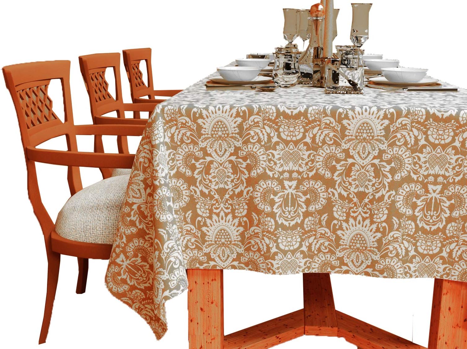 The Season ThreadTable Cloth - Beige, 100% Cotton Square Table Cover, Size 52x52 Inch. for Kitchen, Dining, Tabletop, Decoration, Parties, Thanks Giving, and Everyday Use.