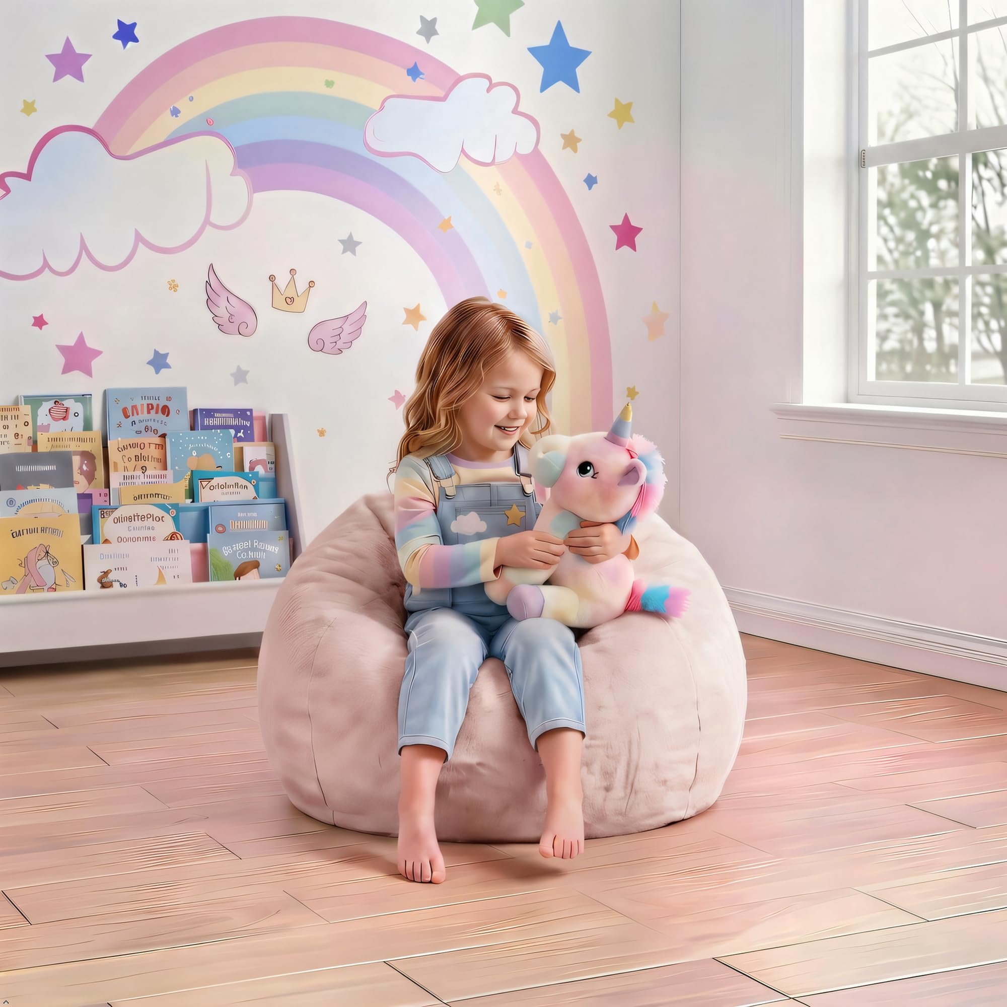 Hobestluk Small Bean Bag Chair Round Teardrop Soft Floor Sofa Reading Seat