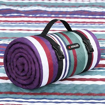 HX&OD Extra Large Picnic Blanket Outdoor 80x80 Waterproof Picnic Mat Foldable 3-Layer Camping Blanket Portable with Carry Strap Park Blanket for GrassRed