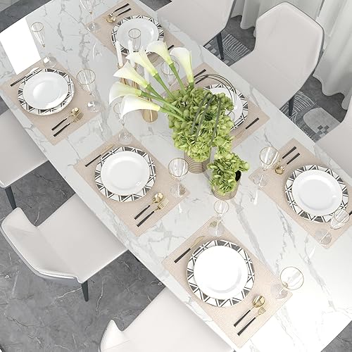 Miniatura 76 de Juego de 4 manteles individuales de lino suave hechos a mano resistentes al calor, manteles individuales para mesa de comedor, manteles individuales