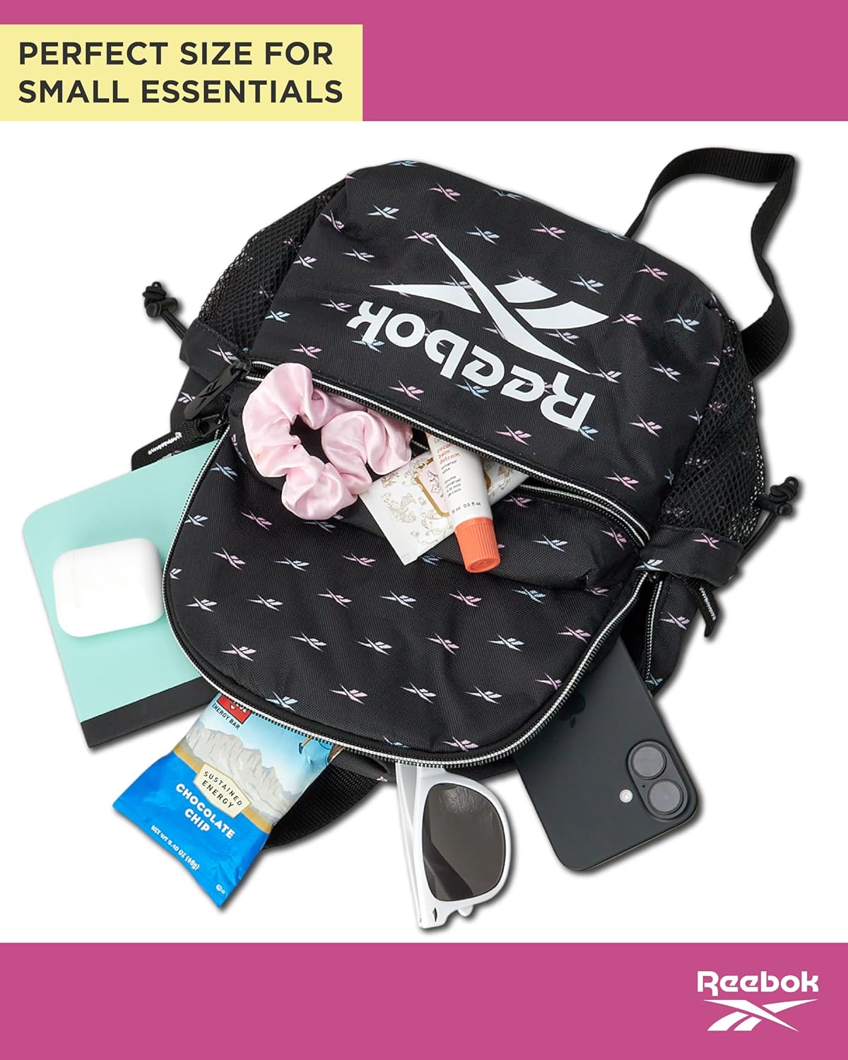 Reebok Womens Backpack - Zipper Closure Mini Lightweight Backpack Purse for Women - Everyday Bag & Travel Bag for Women, Serena Black Print - Image 7