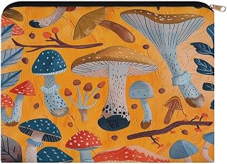 Various Mushrooms Aesthetic Makeup Bag Cosmetic Bag with Zipper | Cute Makeup Pouch & Toiletry Bag for Women Lightweight Skincare Organizer