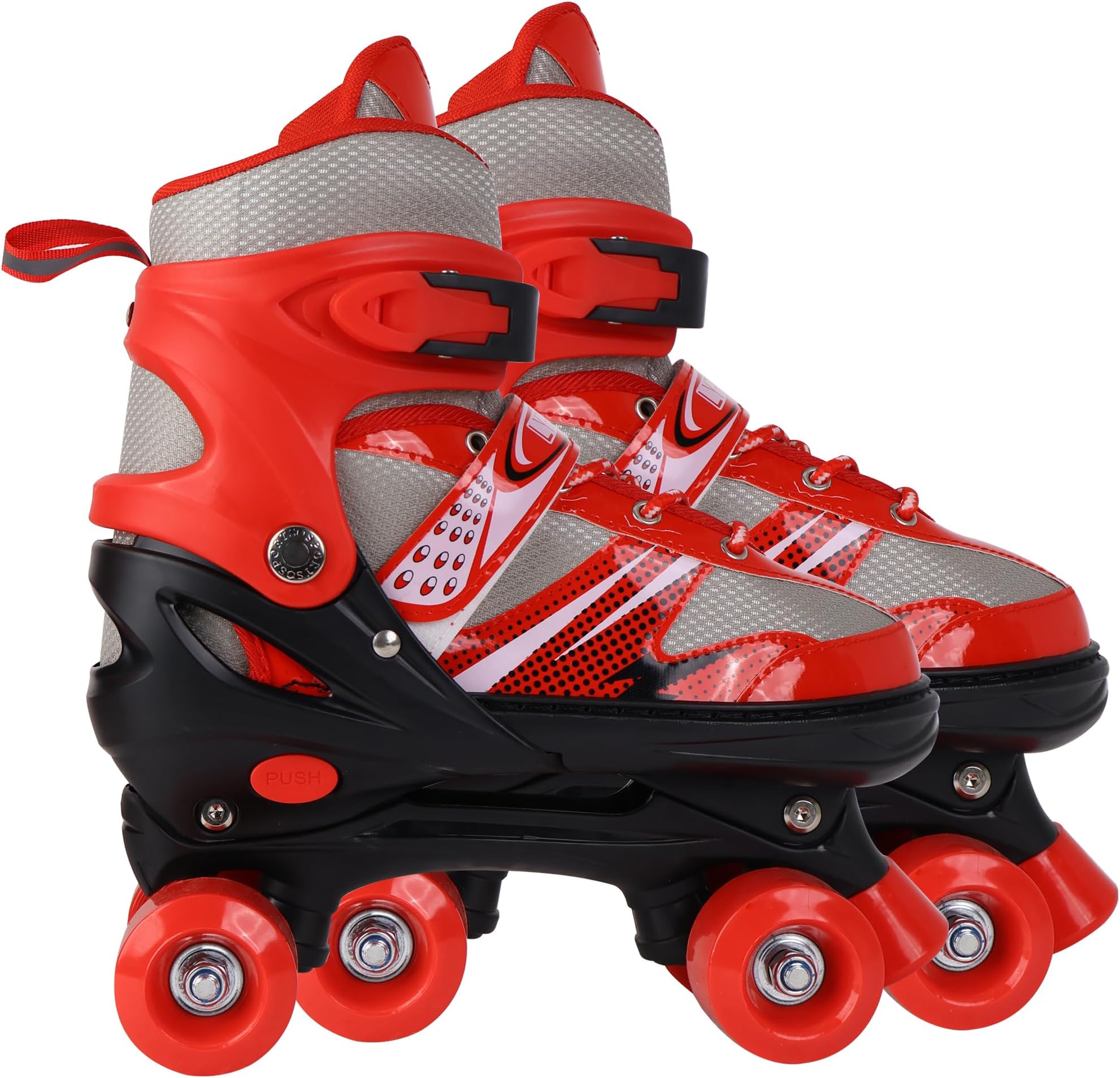 Lyrovo Derby Unisex Child Roller Skates Shoes with Break(Red, M), rollerderbywheel