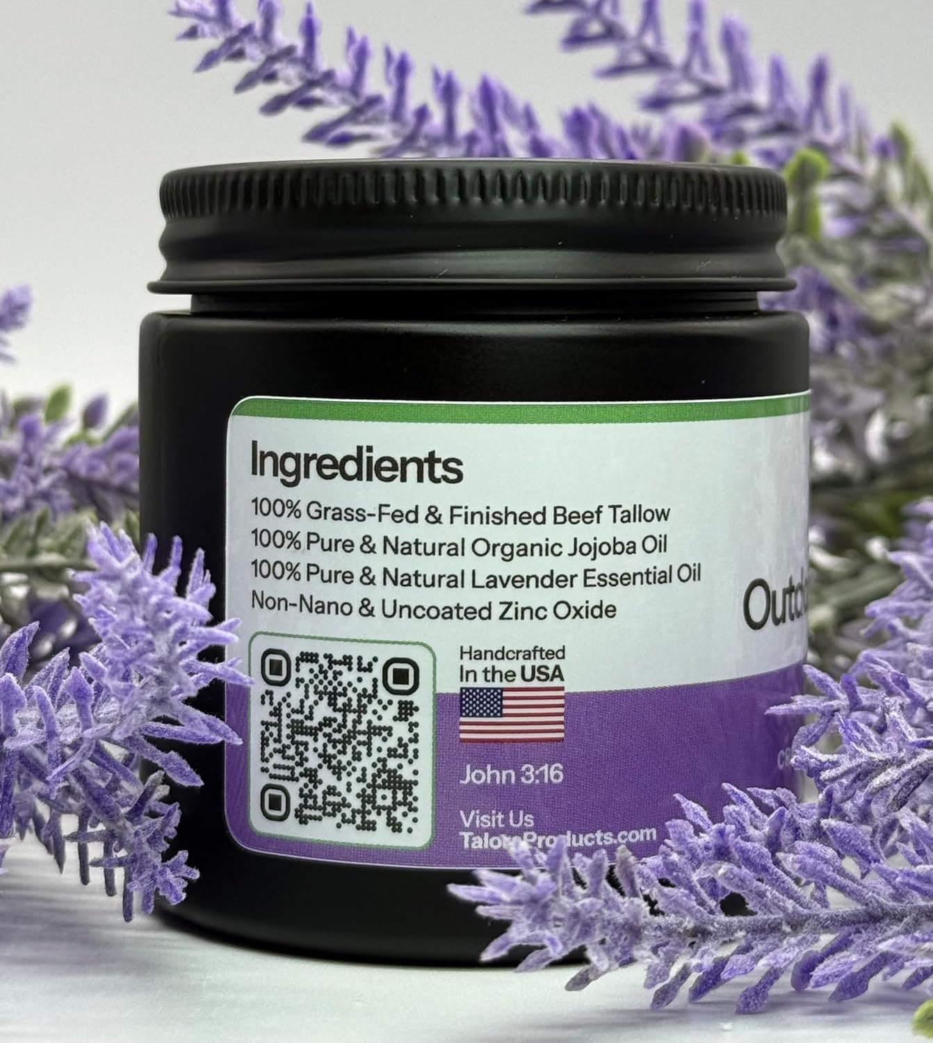 Outdoor Tallow Cream: Lavender | 100% Grass-Fed & Finished Beef Suet Tallow Moisturizer with Organic Jojoba Oil | Deeply Nourishing | All-Natural Skin Cream for Outdoor & Dry Skin (4oz)