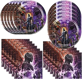 40Pack Black Panther birthday Party Supplies include 20 plates, 20 napkins for the Black Panther party decoration
