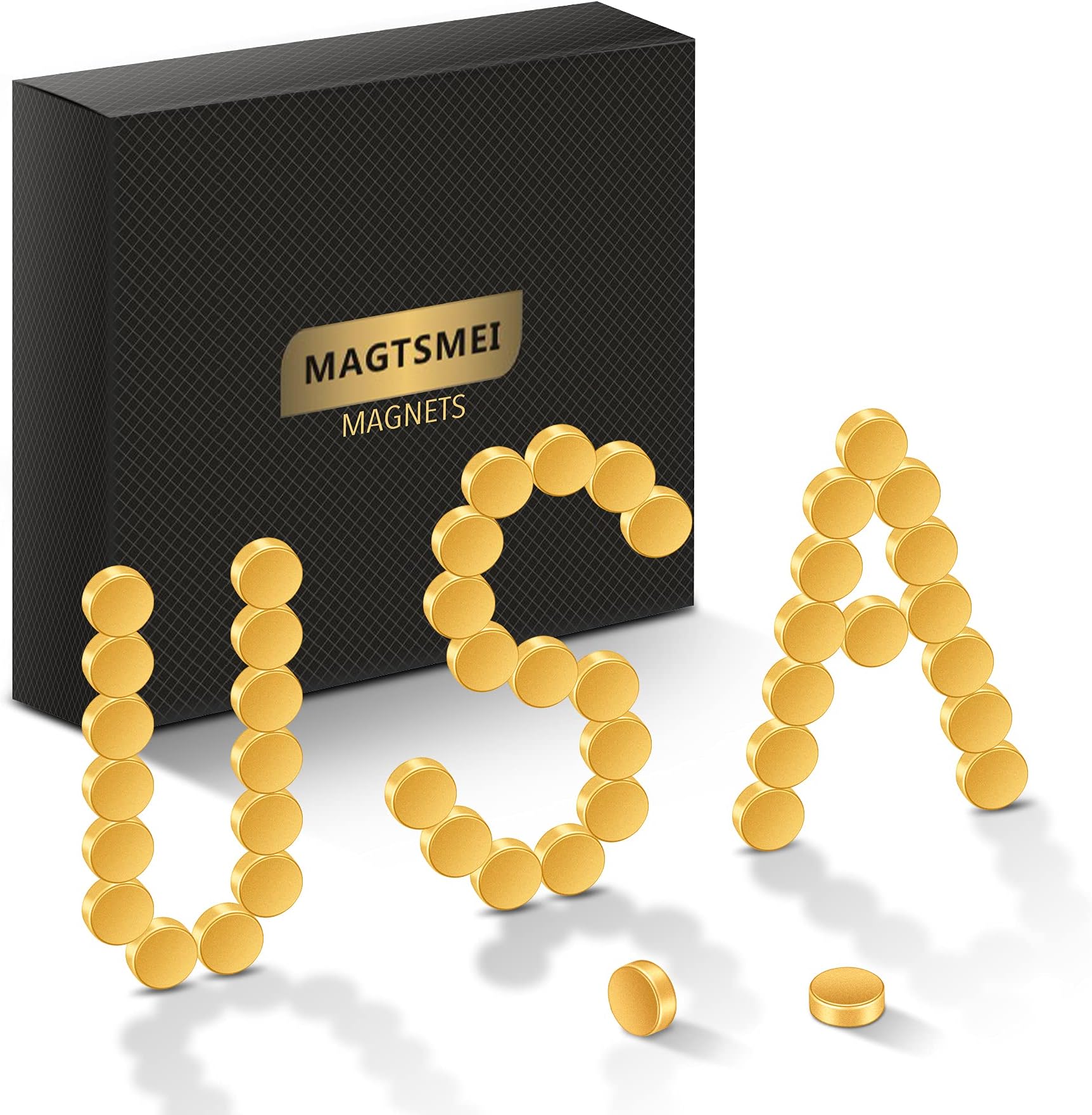 45 Pcs Refrigerator Magnets, 8x3mm Small Gold Fridge Magnets, Round Office Magnets Mini Magnets Neodymium Magnet for Fridge, Whiteboard, Dry Erase Board in Home, Kitchen, Office and School