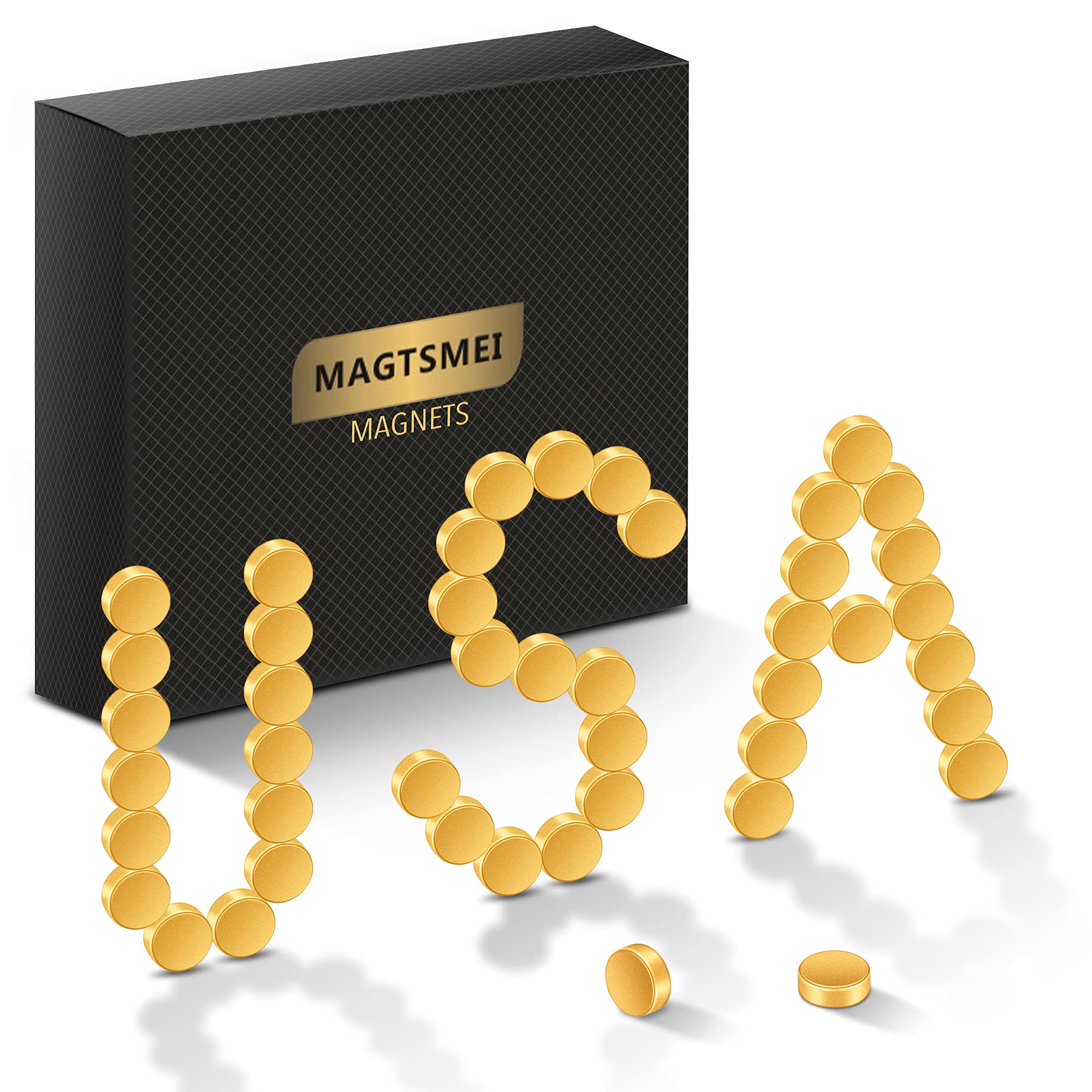 45 Pcs Refrigerator Magnets, 8x3mm Small Gold Fridge Magnets, Round Office Magnets Mini Magnets Neodymium Magnet for Fridge, Whiteboard, Dry Erase Board in Home, Kitchen, Office and School