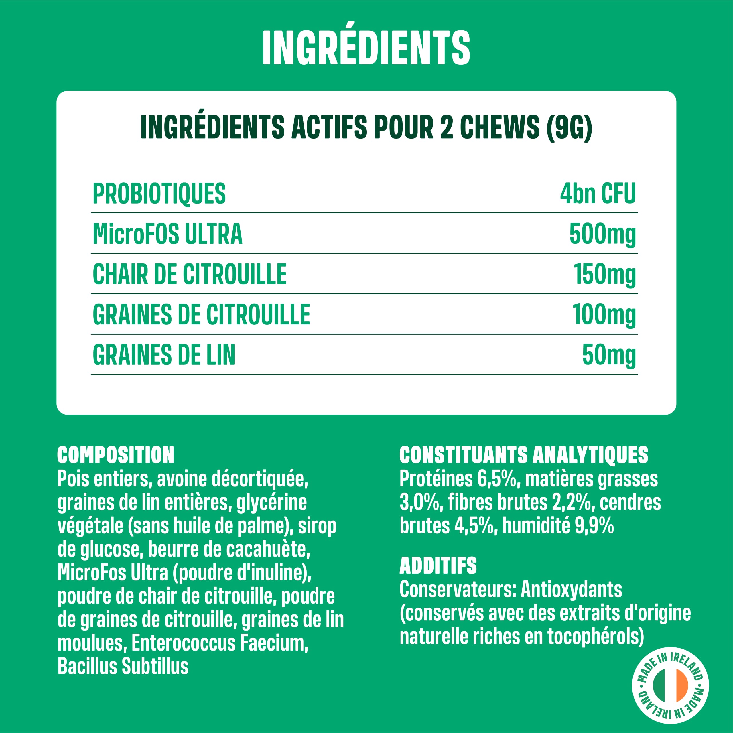 ivvi Probiotic pour Chien - Complément Alimentaire pour Bien-Etre Digestif - Probiotiques, Citrouille, Avoine, Graines de Lin et de Courge - 60 Délicieuses Friandises Végétariennes, 270g