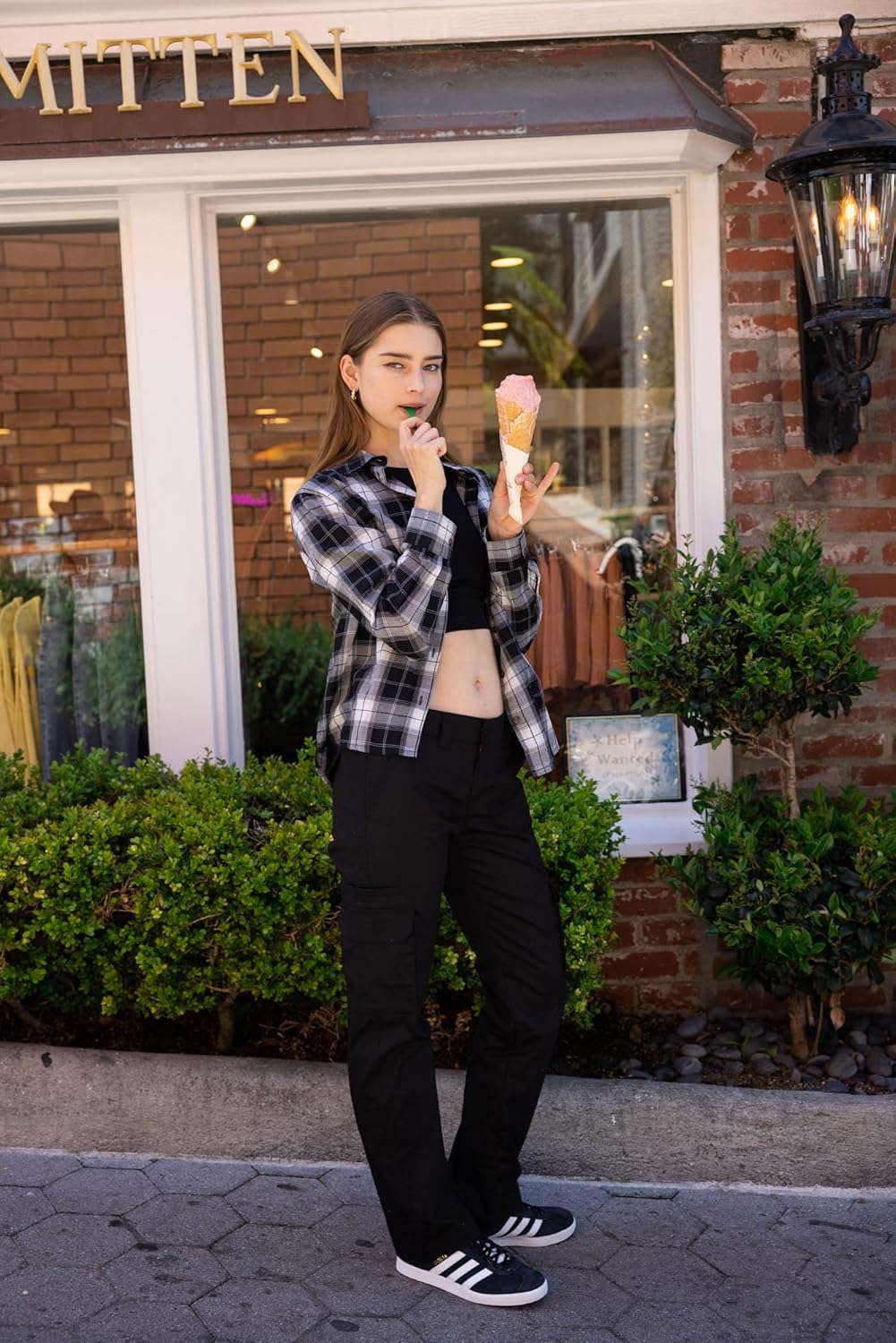 KHAKI & BLUE Women's Work Pants – Mid Rise Relaxed Fit Straight Leg Cargo Casual Trousers with Multi Pockets