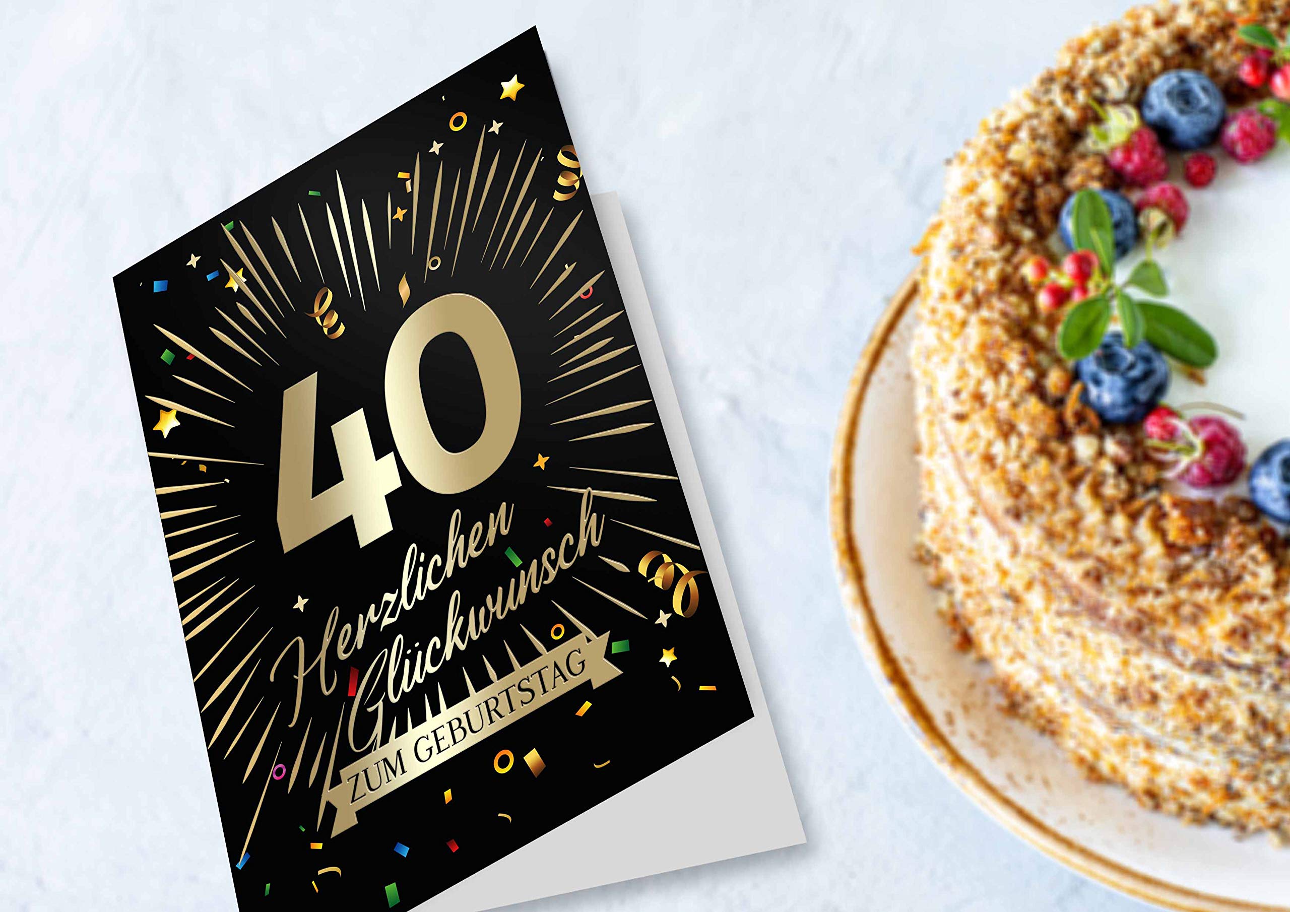 Brief- & Kartenbox Zum 40. Geburtstag – Golden Times, Quadratisch, 20x20x20 Cm