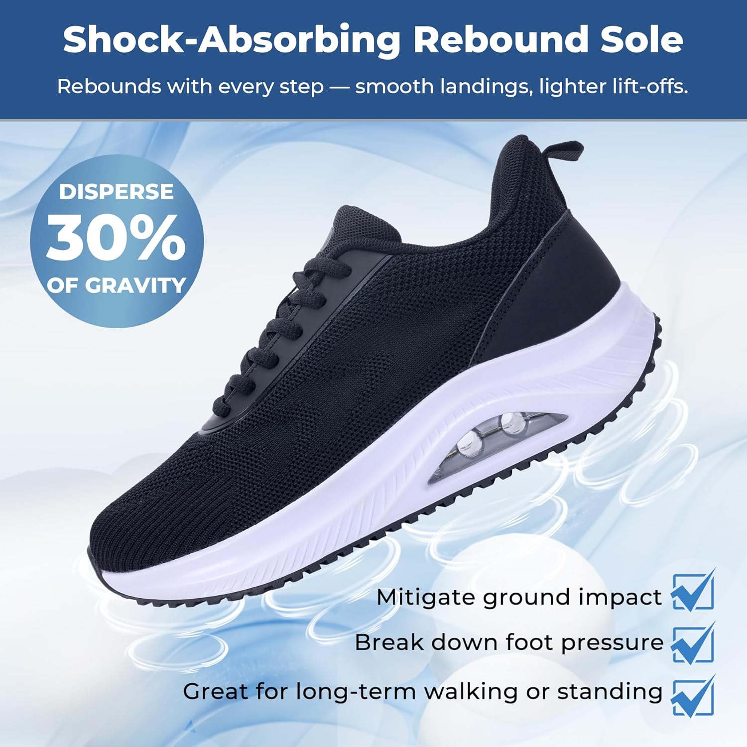Wide Walking Shoes Women Arch Support Plantar Fasciitis Sneakers Wide Orthotic Tennis Shoes for Foot Pain Relief Black Size 10