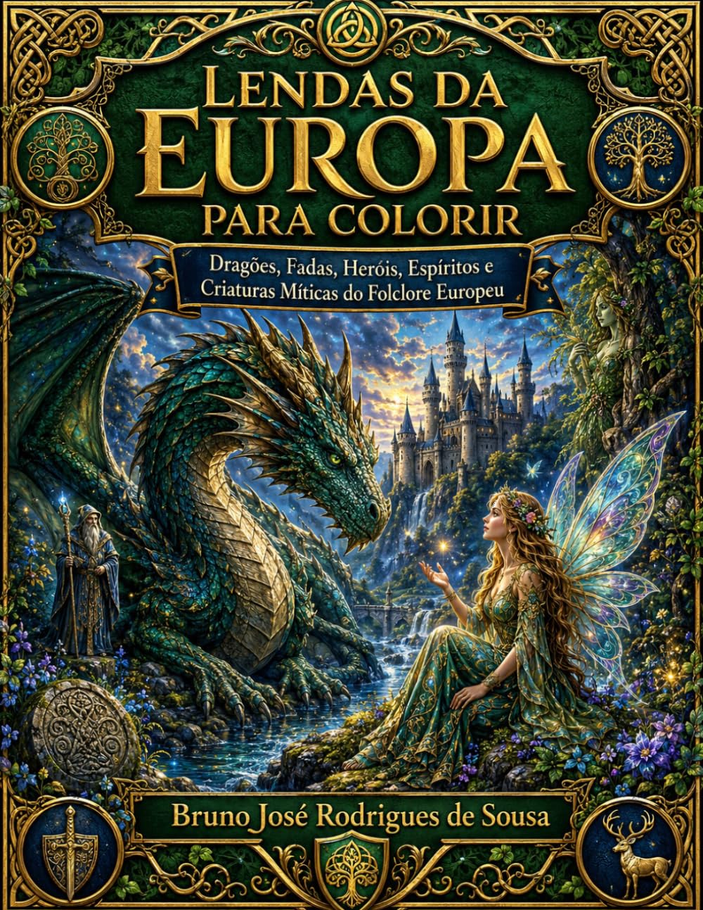 Lendas da Europa para Colorir: Dragões, Fadas, Heróis, Espíritos e Criaturas Míticas do Folclore Europeu