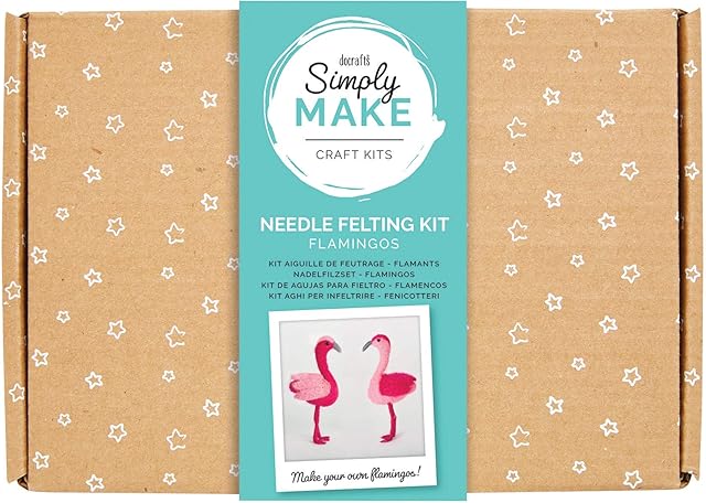 Needle Felting Kit Set, Create 2 of Your Own Felted FlamingosHome, Children and Adults Hobby