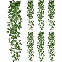 6 Pcs Fake Hanging Plants Vines Artificial Pothos Faux Ivy Greenery Ideal for Wall Shelf Home Bedroom Living Room Office Patio Garden Indoor Outdoor Decor