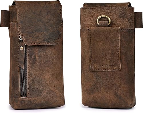 Miniatura 2 de Leather Village Funda de cuero genuino para teléfono de 7 x 3.5 pulgadas con clip para cinturón, cierre magnético, tarjetero de identificación,