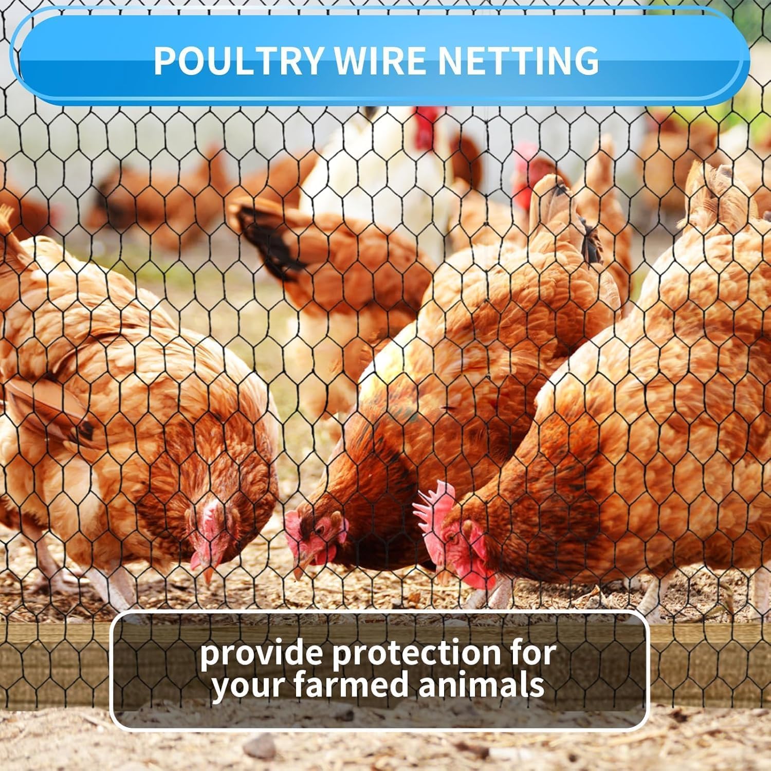 24'' x 100' Black Chicken Wire Mesh Fence, 15 Gauge Poultry Netting and 2 inch Mesh Fence Roll, Chicken Wire for Floral Arrangements/Crafts/Farm/Livestock/Pet Protection