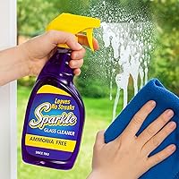 Vista 4 de Sparkle Botella de repuesto para limpiador de vidrio, fórmula original sin amoníaco, limpiador de vidrio resistente, sin dejar rayas, botella