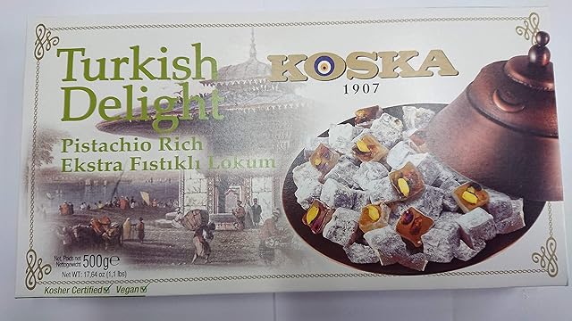 Lokum PISTAZIE 500 g I turecki miód I tureckie słodycze 500 g I rozmiar prezentu | wegański | halal | koszerny | bezglutenowy I Turkish Delight I Aromali Lokum I miód turecki I Ekstra Fistikli Lokum