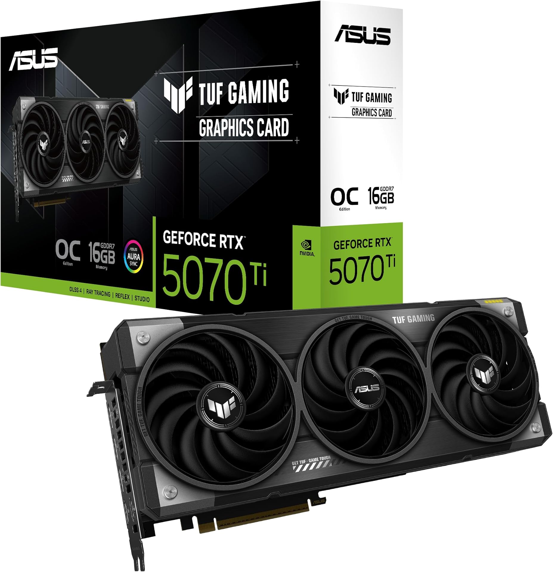 ASUS TUF Gaming GeForce RTX 5070 Ti 16GB GDDR7 Gaming Graphics Card (PCIe 5.0, HDMI/DP 2.1, 3.125-slot, military-grade components, protective PCB coating, axial-tech fans)