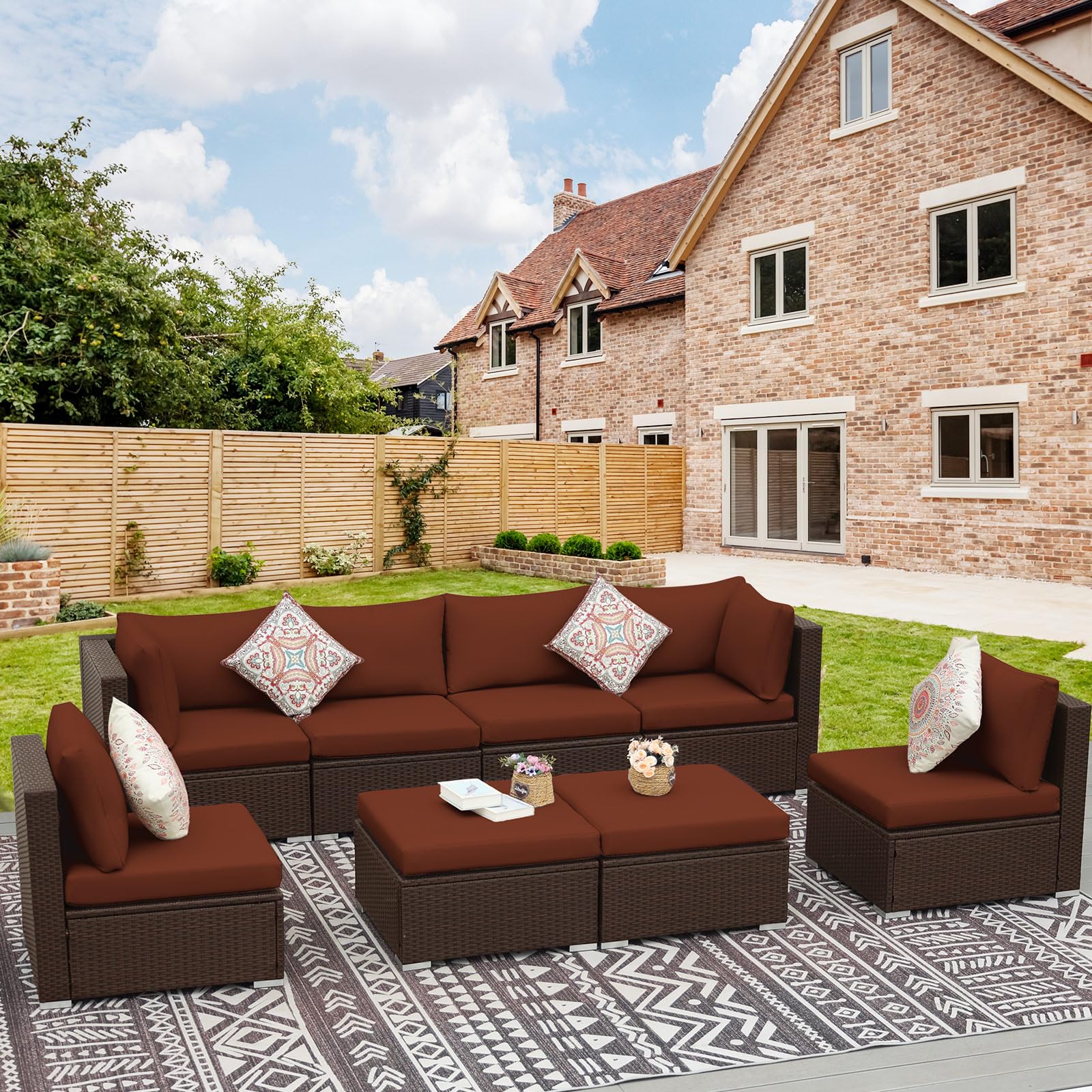 Amazon.com: NICESOUL® 29.3'' High Back Wicker Patio Furniture Set for 8 ...