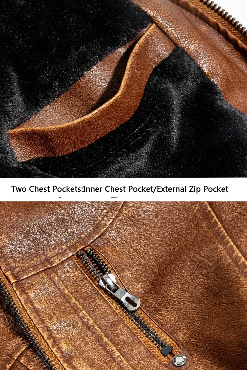 WULFUL Men's Vintage Stand Collar Leather Jacket Motorcycle PU Jacket and Coat - Image 5