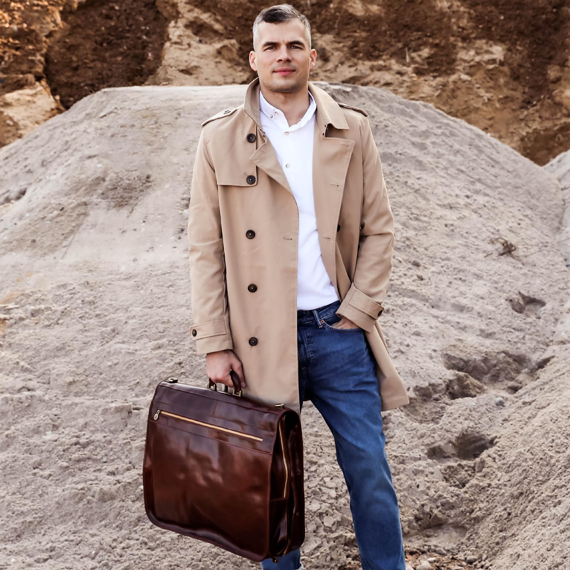 Leder Kleidersack - Anzug Duffel Slim Handgepäck Kleiderschutztasche- Damen & Herren - Time Resistance