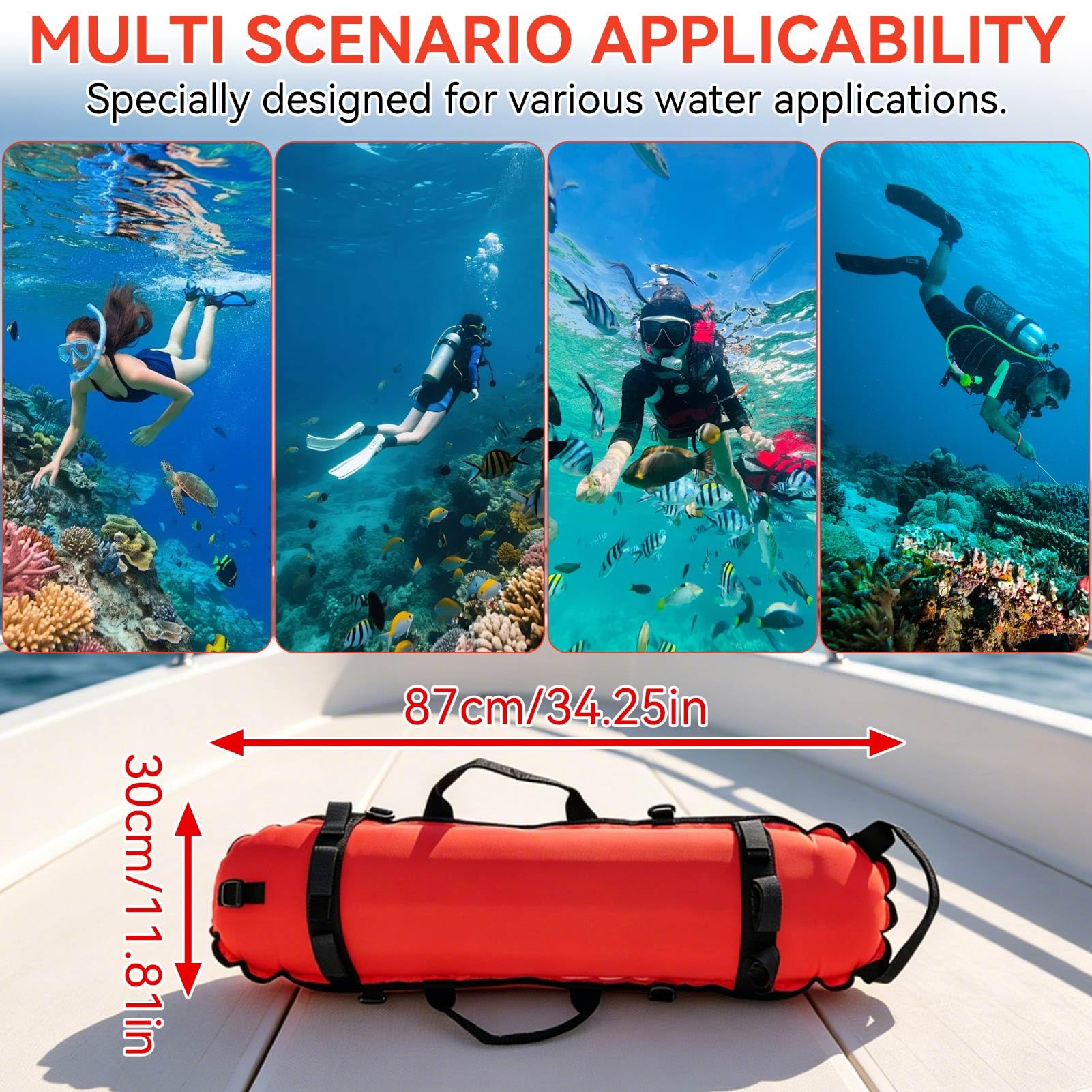Galleggiante da Immersione con Bandiera, Galleggiante da Pesca Subacquea Boa da Nuoto Galleggiante Bandiera da Immersione Boa di Segnalazione di Superficie Boa di gonfiaggio a