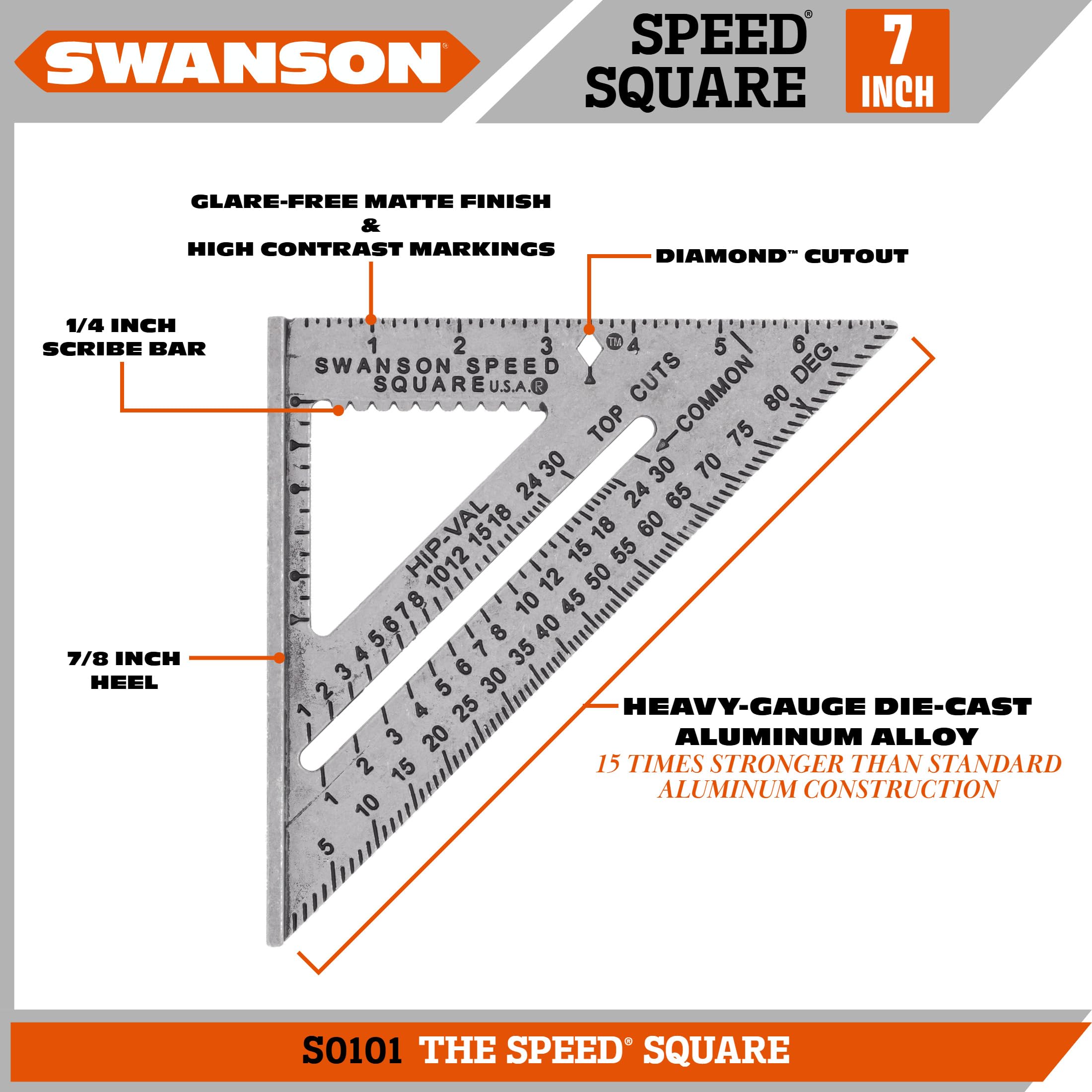 Swanson Speed® Square, 7 in. Aluminum Layout Square with Blue Book (S0101) — Amazon image 5