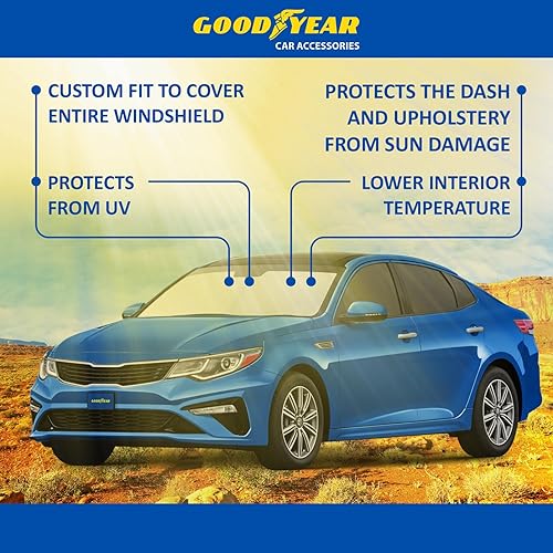 Miniatura 6 de Goodyear GY008233 - Parasol plegable para parabrisas de automóvil, ajuste personalizado, protección UV, protector solar del vehículo, parasol para