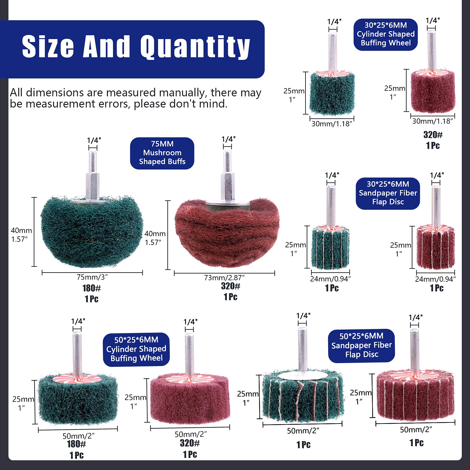 Glarks 10pc Drill Buffing Kit - Polishing & Cleaning Pads -2