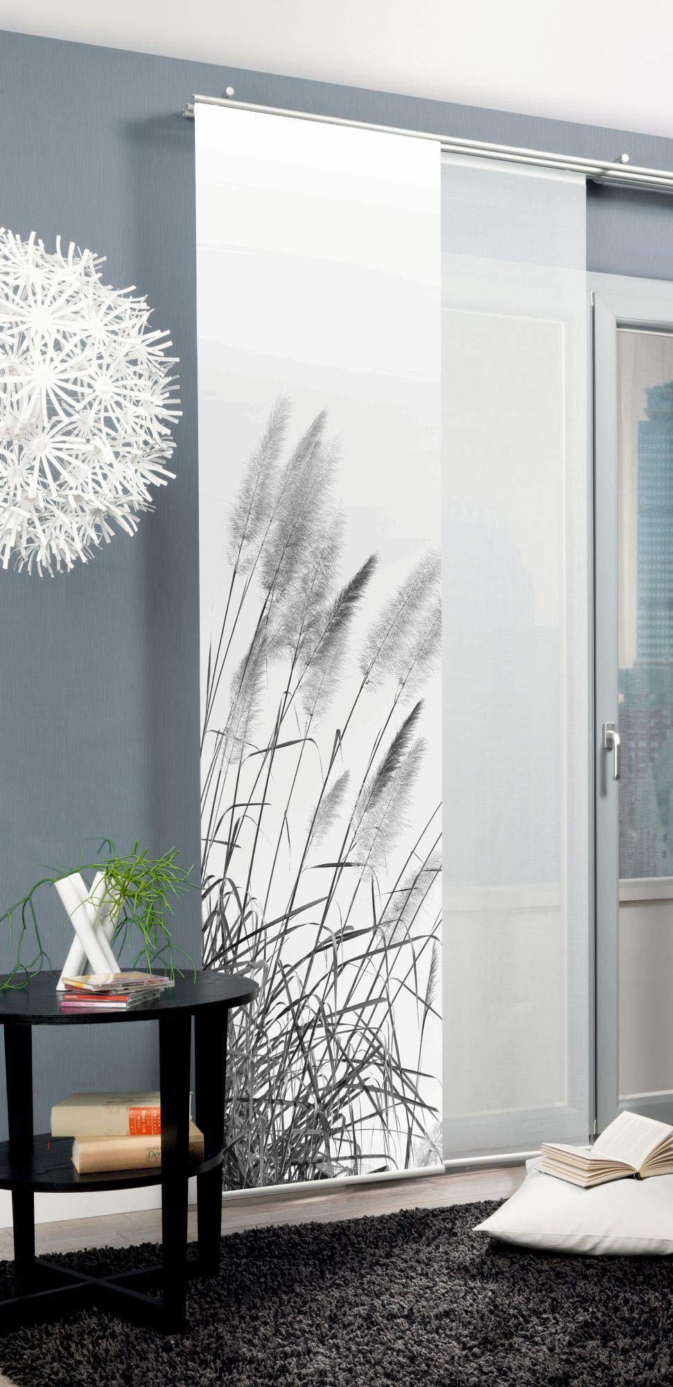 Schiebevorhang Deko blickdicht CATHLEEN, Farbe grau, Größe BxH 60x245 cm
