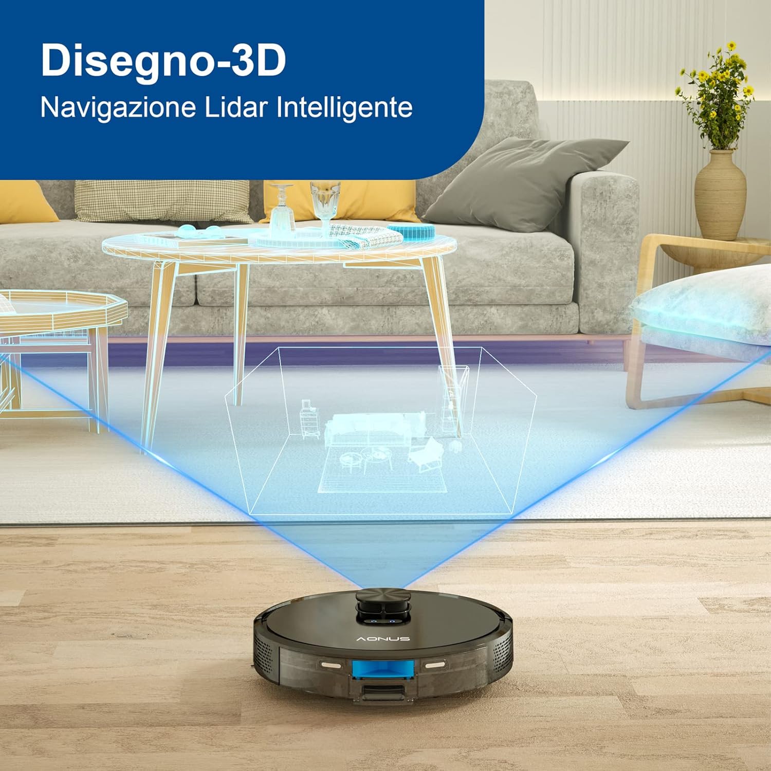 aonus i8 Robot Aspirapolvere Lavapavimenti con Mappatura, Aspirapolvere Robot 3700Pa con Stazione di Svuotamento, Navigazione Laser LDS, Pulizia Tipo Y, Induzione Tappeto, Controllo Wifi/App/Alexa aonus i8 Robot Aspirapolvere Lavapavimenti con Mappatura, Aspirapolvere Robot 3700Pa con Stazione di Svuotamento, Navigazione Laser LDS, Pulizia Tipo Y, Induzione Tappeto, Controllo Wifi/App/Alexa