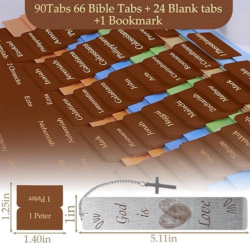 Miniatura 3 de Pestañas de cuero para la Biblia, pestañas laminadas para la Biblia para mujeres, fáciles de leer y aplicar, índice de la Biblia de 90 con 66