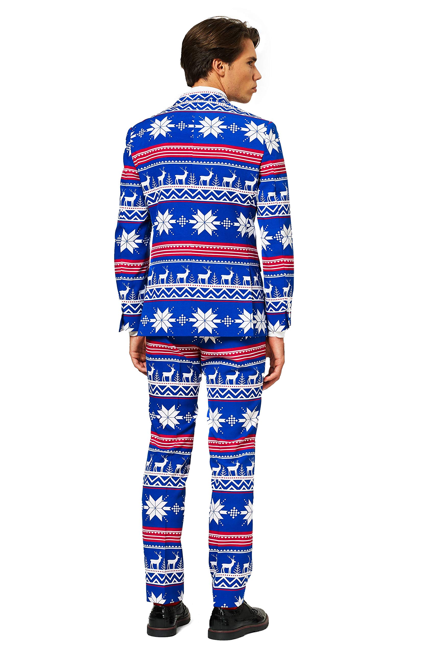 OppoSuits Fun Ugly Christmas Suits For Men – The Rudolph – Full Suit: Jacket, Pants & Tie Traje de Hombre Hombre