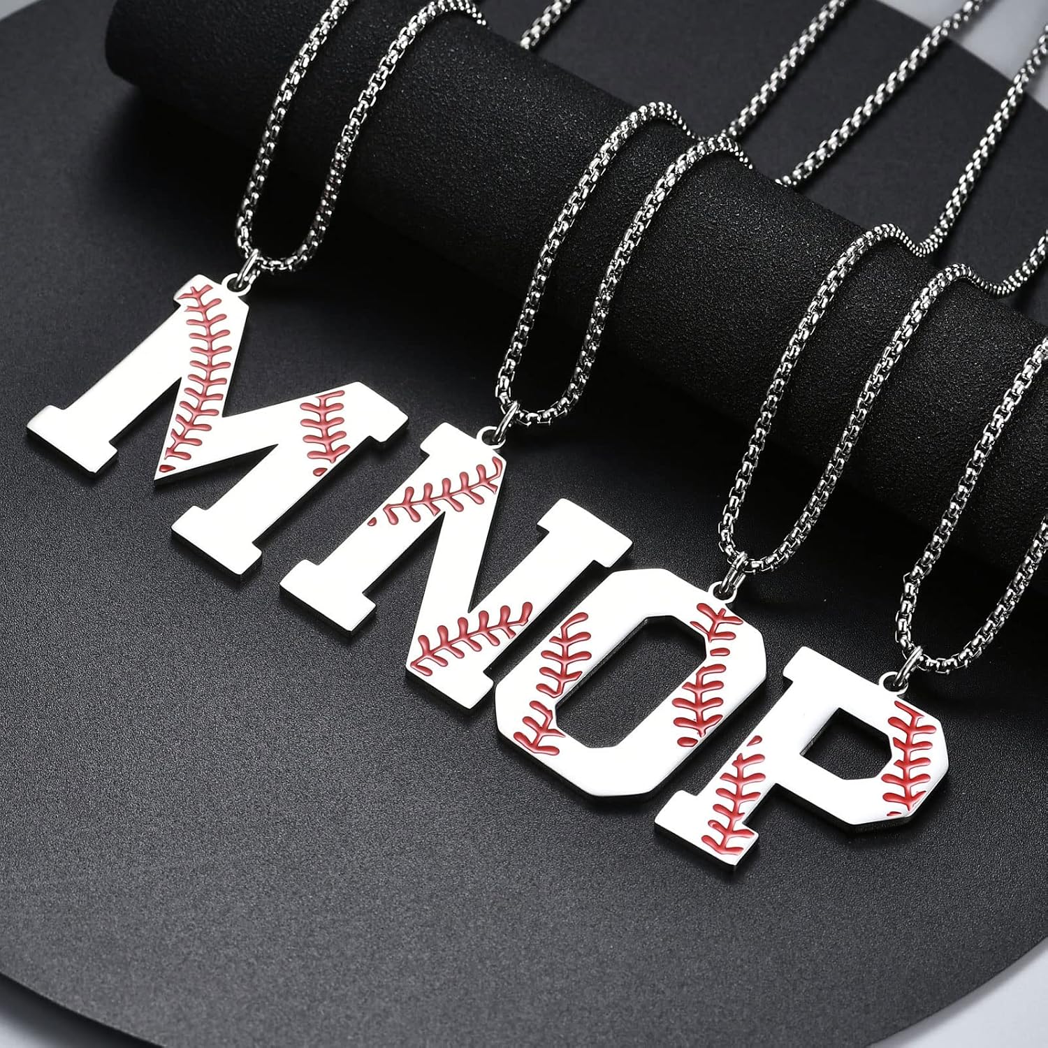 VEEHOO Baseball Necklace for Men Boys,Initial A-Z Letter Baseball Jewelry Pendant Baseball Gifts for Boys Boyfriend Coach Dad - Image 3