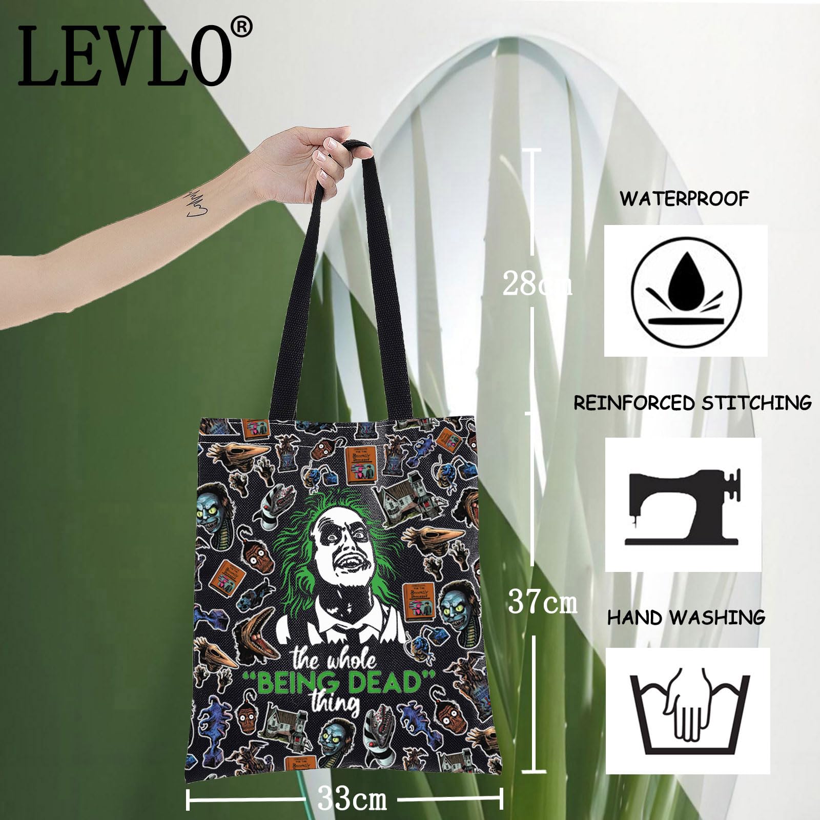 LEVLO Ghost & Lydia Deetz Cosmetic Bag Adam And Barbara Fans Gift The Whole Being Dead Thing Juice Lydia Zipper Pouch Bag Charles & Delia Fans Merchandise - Image 2