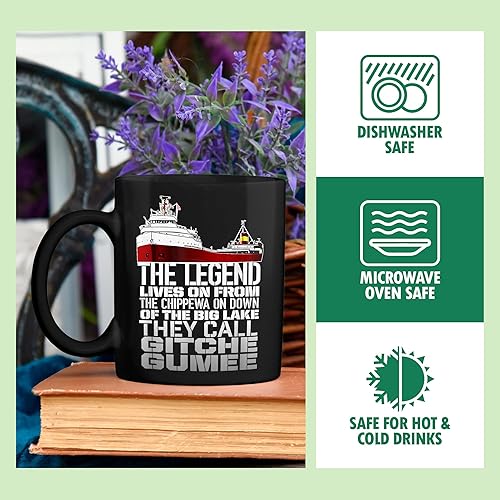 Miniatura 3 de Edmund Fitzgerald They call Gitche Gumee - Taza de café negra de 11 oz..
