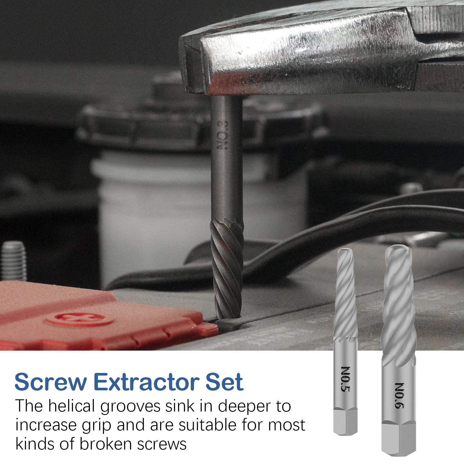 MABLEVI Juego de 36 extractores de tornillos mejorados, juego de extractores de pernos multiestrías de 3/8 pulgadas, kit de herramientas de extracción de tornillos pelados para quitar tuercas y pernos